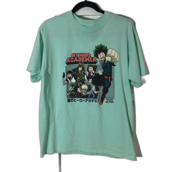 My Hero Academia T-Shirt Men’s Size Large Color Light Green Graphic Tee - Picture 1 of 9
